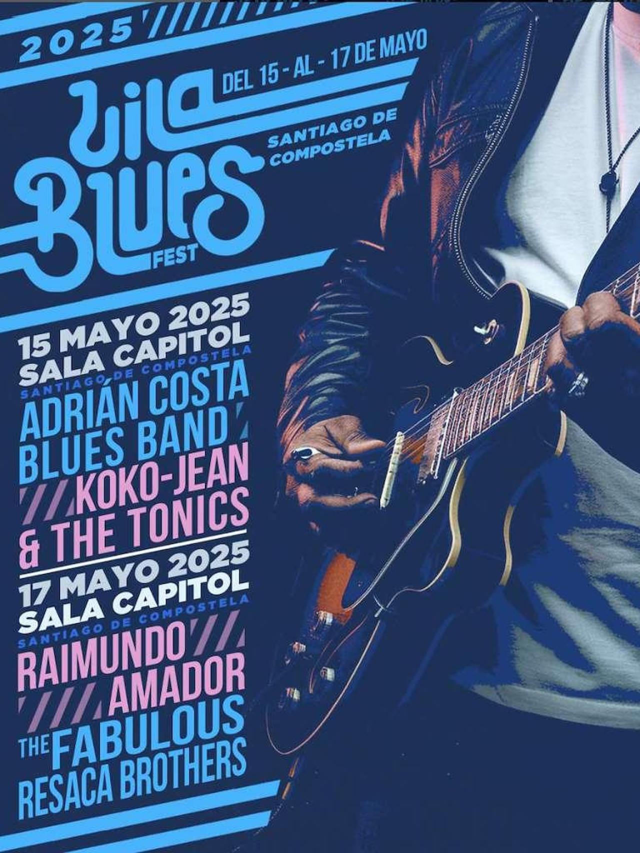 Cartel del VilaBlues Fest 2025 en Santiago.