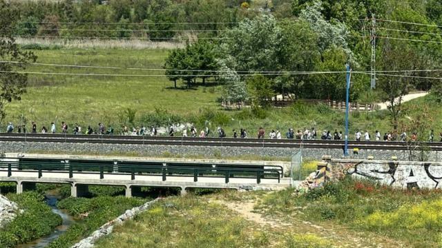 Numerosos pasajeros de un tren parado por el apagón han tenido que llegar caminando hasta la estación de Toledo.