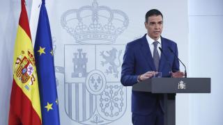 El presidente del Gobierno, Pedro Sánchez, ofrece una rueda de prensa este lunes, en Madrid, con motivo del apagón eléctrico.