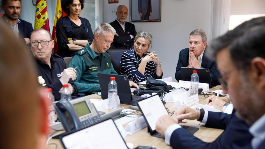 Una de las reuniones del Centro de Coordinación Integrado (CECOPI), en la sede regional del 112 en Toledo.