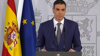 El presidente del Gobierno, Pedro Sánchez, este lunes en La Moncloa.