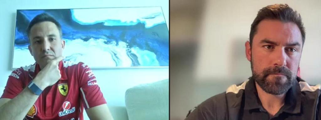 Stefano Pallard (Ferrari) y Fred Baker (IBM) en la presentación de la nueva app del equipo de F1.