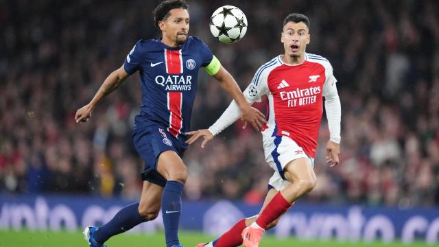 Marquinhos y Martinelli en el partido de la fase liguera de la Champions.