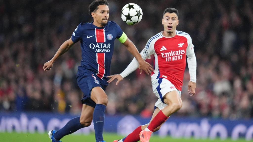 Marquinhos y Martinelli en el partido de la fase liguera de la Champions.