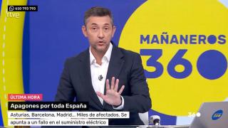 Javier Ruiz, en 'Mañaneros 360', instantes después de producirse el apagón eléctrico.