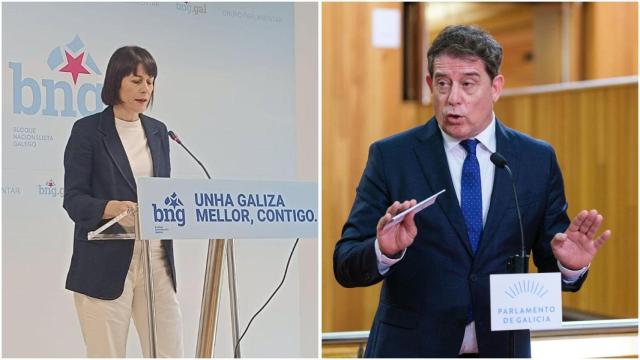 La líder del BNG, Ana Pontón y el secretario xeral del PSdeG, José Ramón Gómez Besteiro.