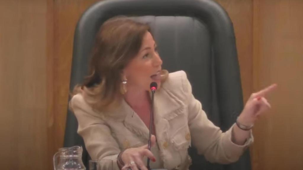 La alcaldesa de Zaragoza, Natalia Chueca, durante uno de los plenos del Ayuntamiento.