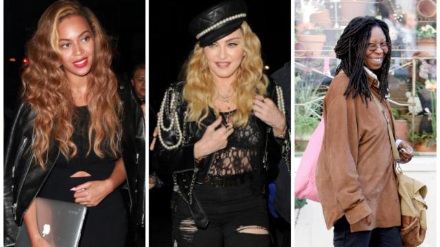 Beyoncé, Madonna y Whoopi Goldberg, en un montaje de EL ESPAÑOL.