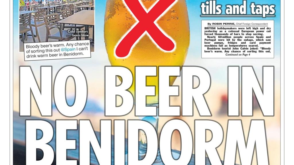 Portada de The Sun tras el apagón.