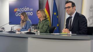 Sara Aagesen, Pilar Alegría y Carlos Cuerpo.