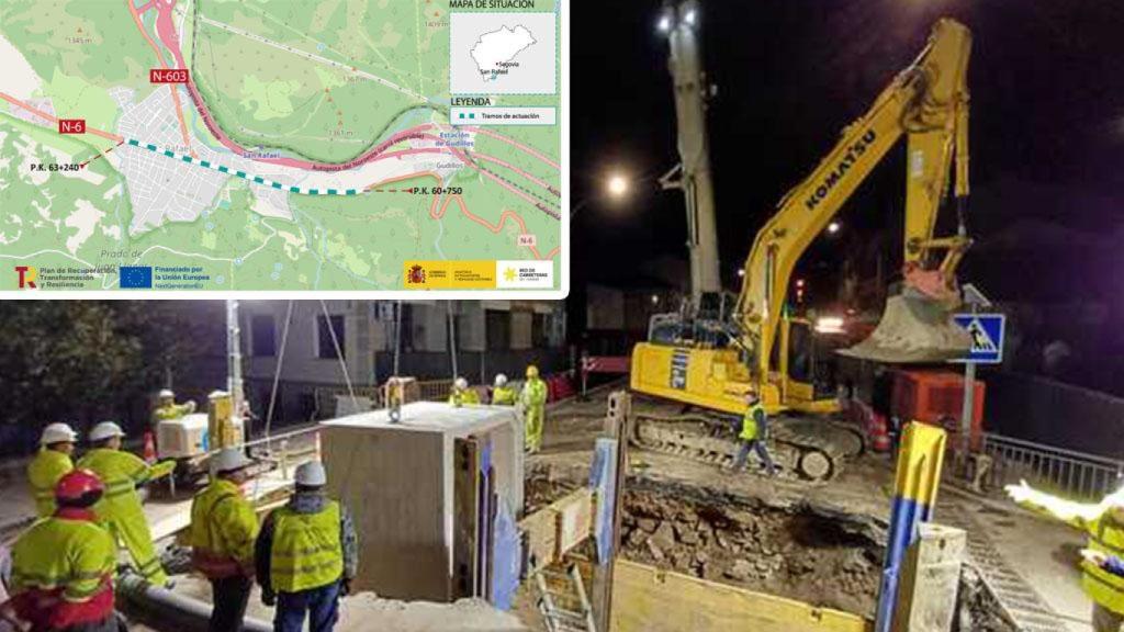 Reparación en la N-6 y mapa con las nuevas actuaciones