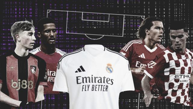 Dean Huijsen, William Saliba, Miguel Gutiérrez y Álvaro Carreras, en un fotomontaje