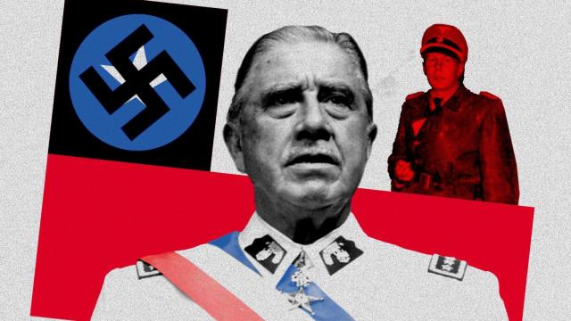 El dictador chileno Augusto Pinochet y el oficial de las SS Walther Rauff. Diseño: Rubén Vique