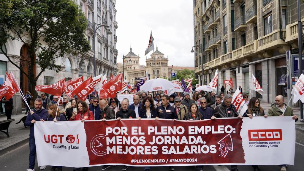 Imagen de la manifestación por el 1-M en 2024 en Valladolid.