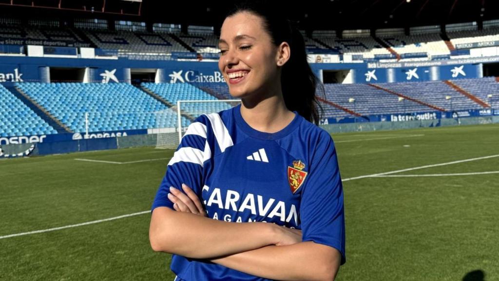 Andrea Gil en La Romareda.