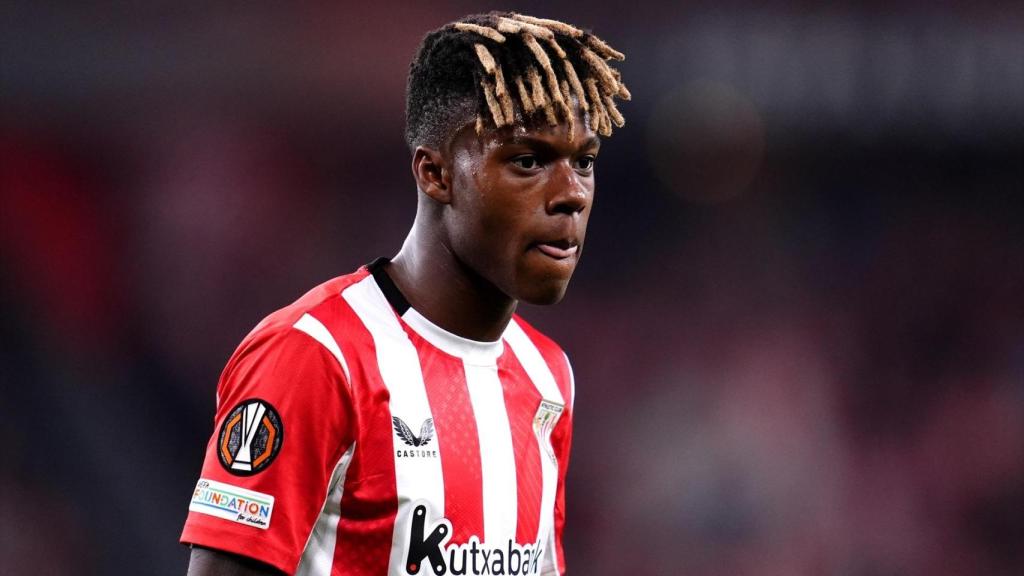 Nico Williams, durante el partido frente al Rangers de la Europa League