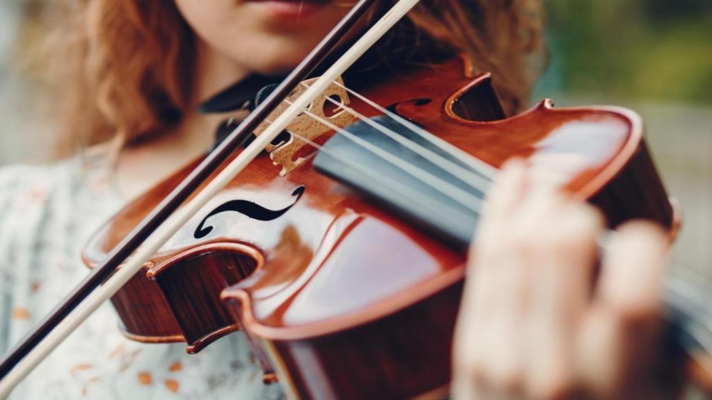 Violín en una foto de archivo