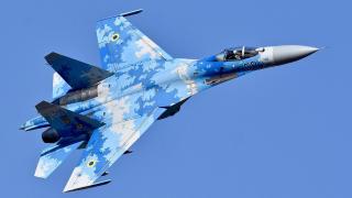 Un avión SU-27 de la Fuerza Aérea Ucraniana.