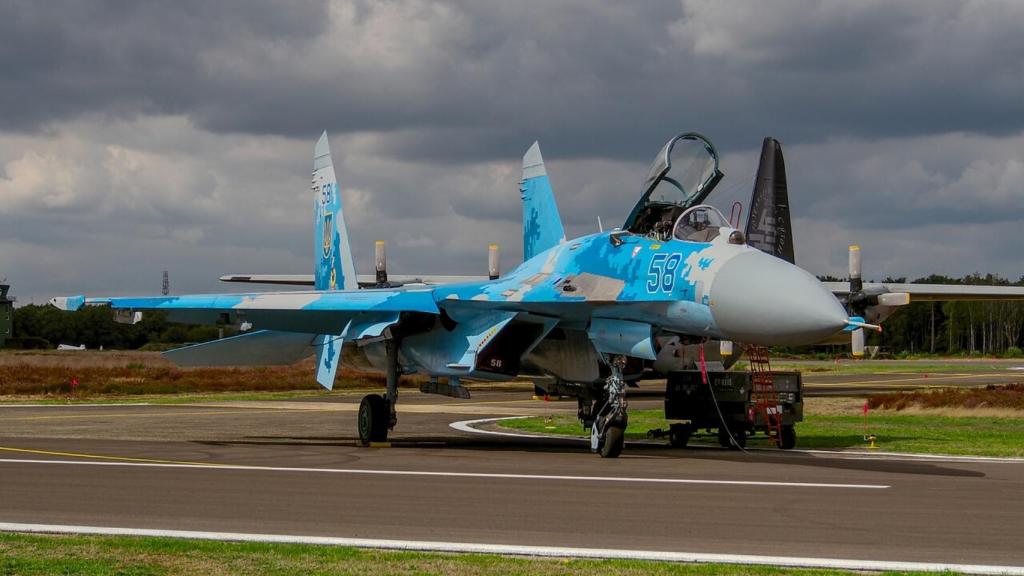 Un avión SU-27 de la Fuerza Aérea Ucraniana.