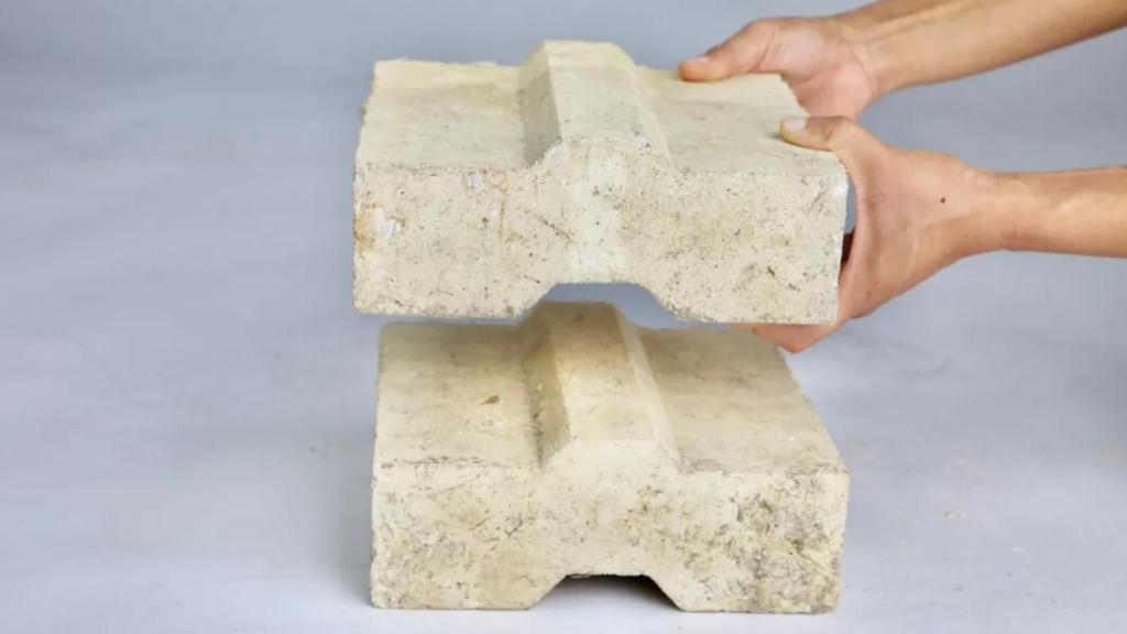 Los ladrillos fabricados con Sugarcrete que no necesitan mortero.