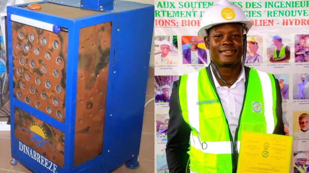 El ingeniero Didier Dinamou y su sistema de climatización solar.