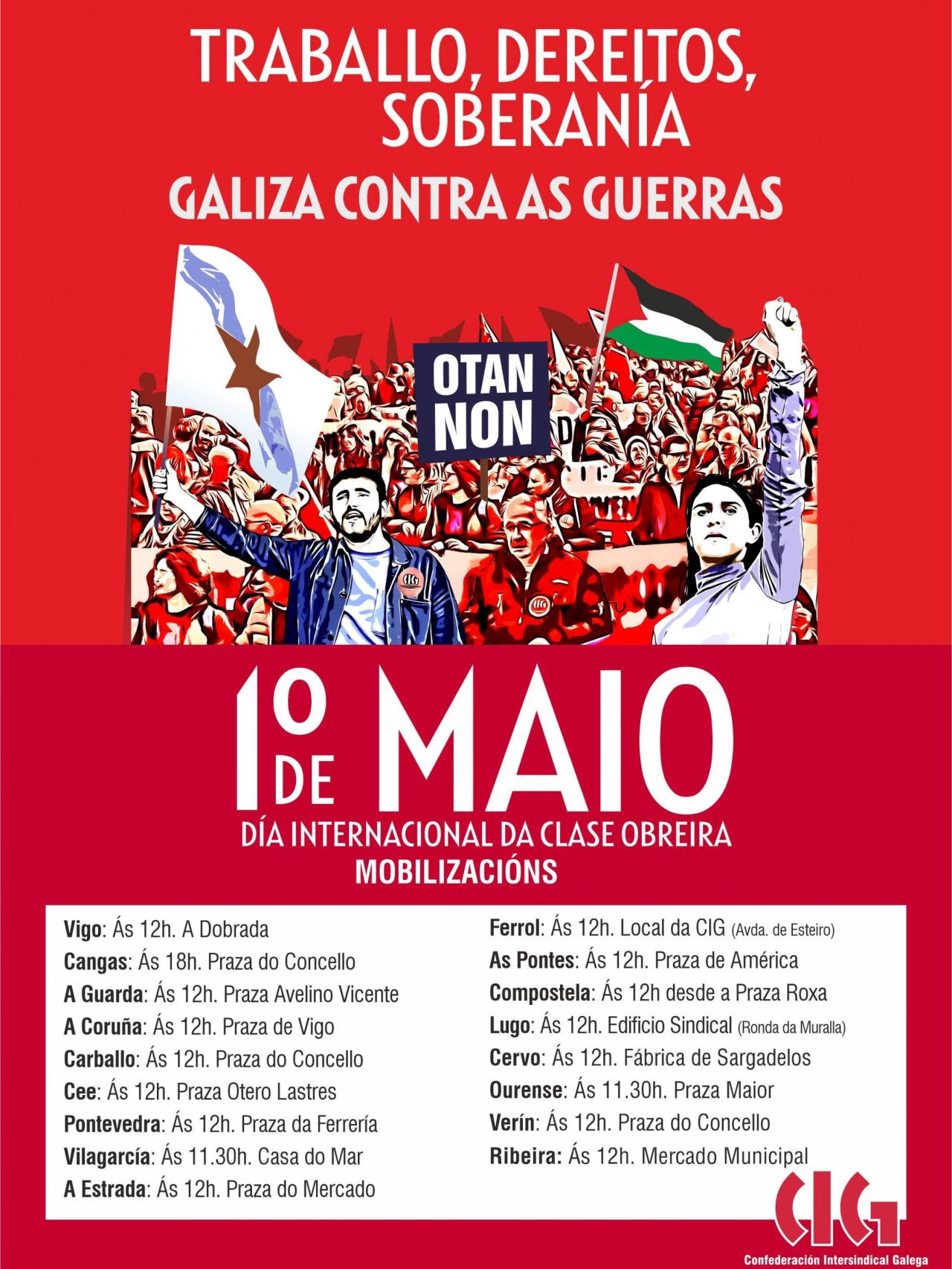 La CIG convoca movilizaciones por el 1 de mayo.