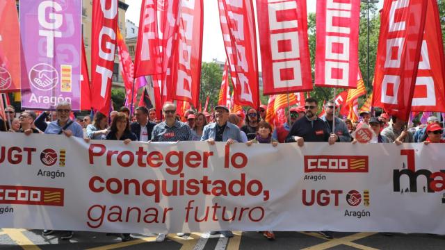 Manifestación de UGT y CCOO en Zaragoza