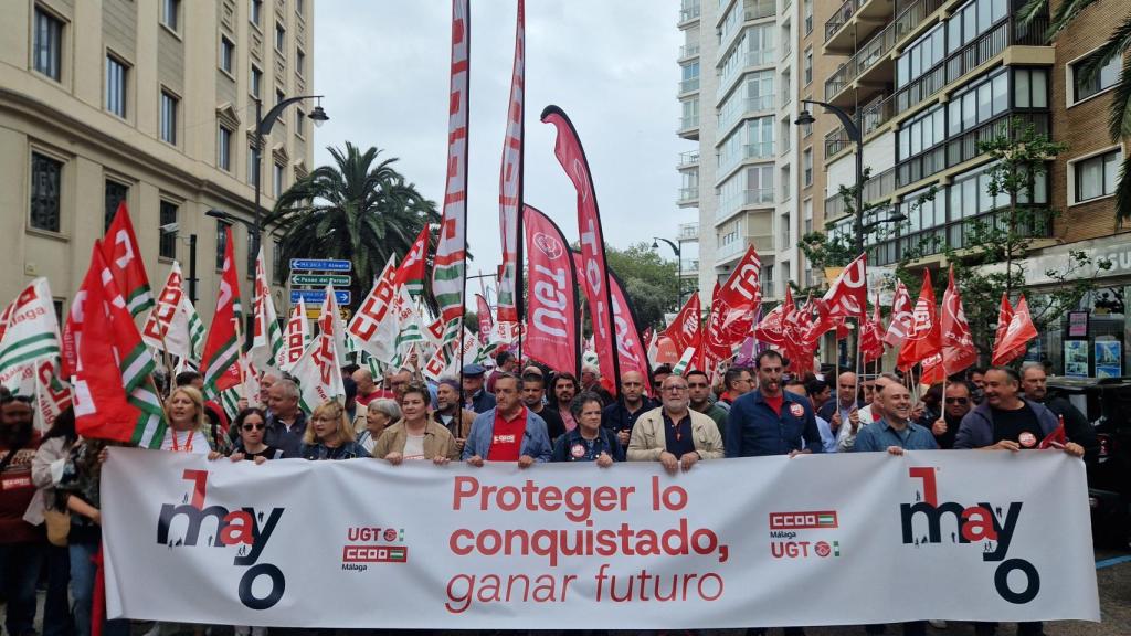 Manifestación por el Día del Trabajador en Málaga.