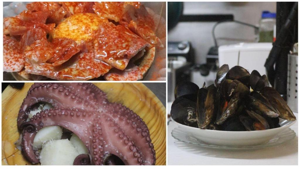 Diversos platos que cocinan en A Mina