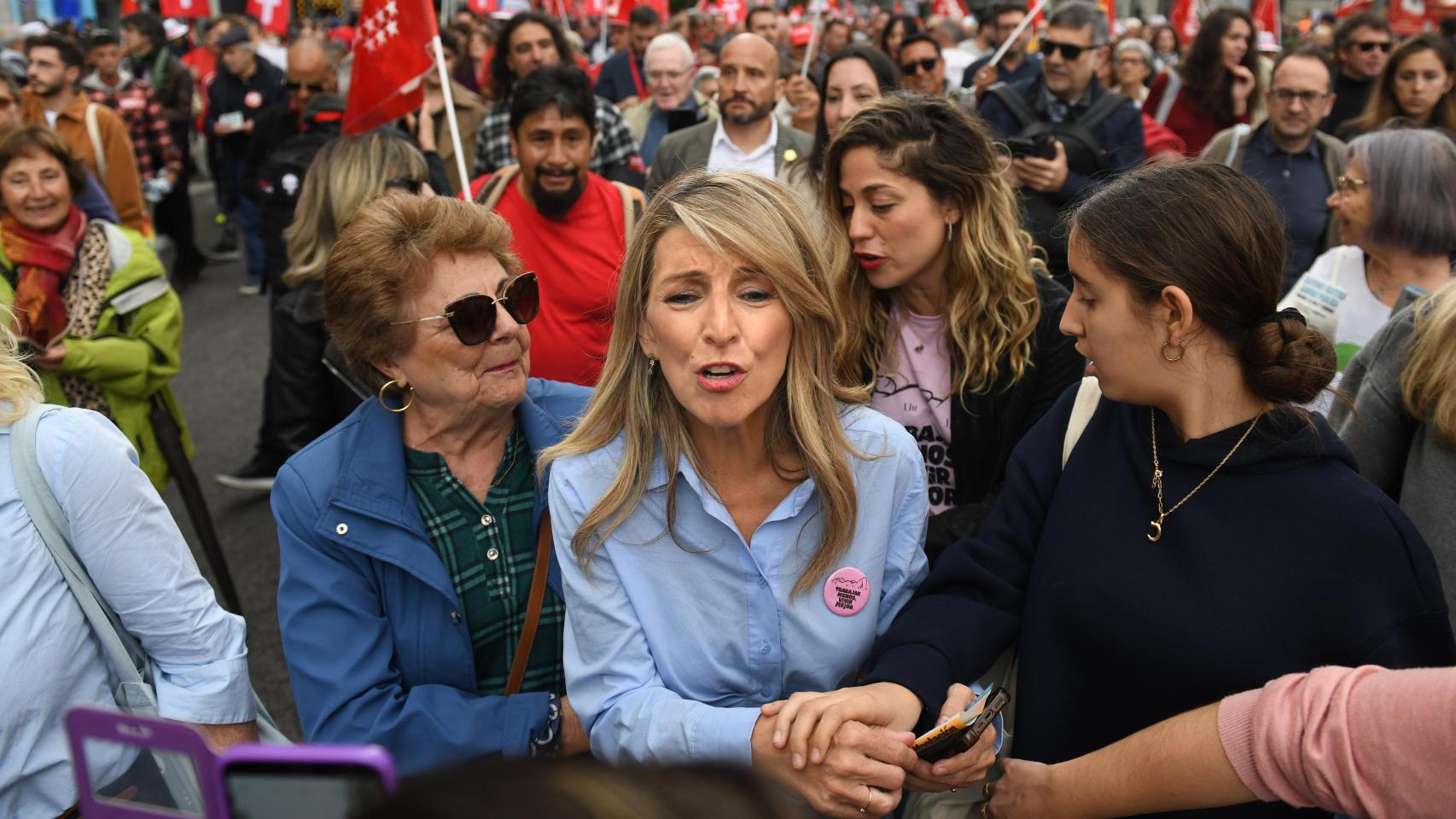 La vicepresidenta segunda del Gobierno, Yolanda Díaz, en la manifestación del 1 de mayo en Madrid.