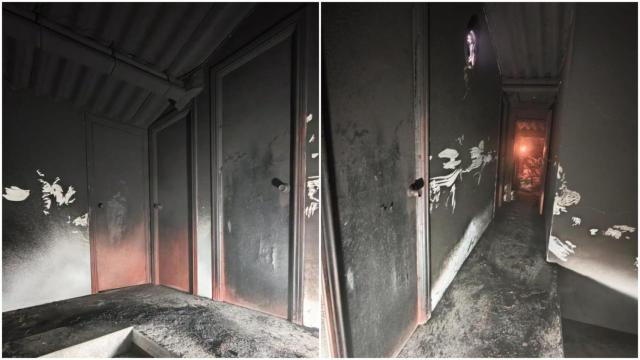 Dos personas trasladadas al hospital por un incendio en un edificio de Arteixo (A Coruña).