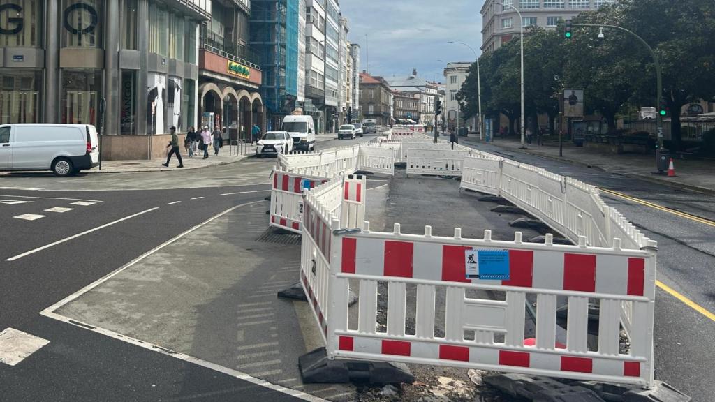Obras en los Cantones de A Coruña, este viernes.