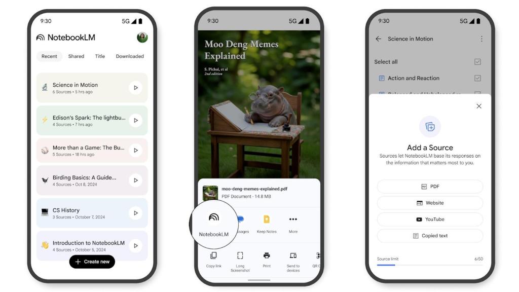 App para móviles de Notebook LM