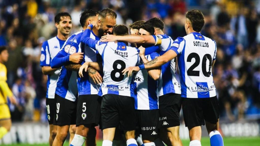 El Hércules celebrando un gol en imagen de archivo.