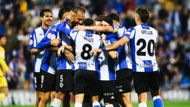 El Hércules celebrando un gol en imagen de archivo.