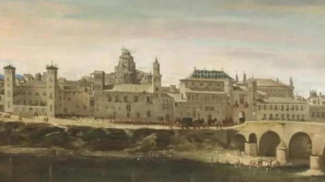 Vista de la Ciudad de Zaragoza de Anton Van den Wyngaerde de 1563, donde se observa el palacio.
