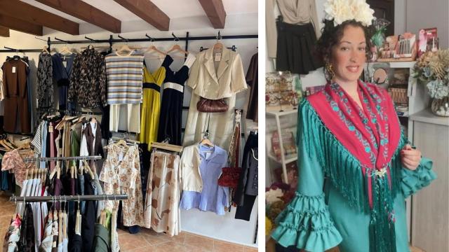 Un montaje de imágenes de la tienda y Nieves.