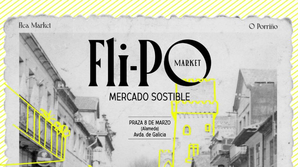 Cartel del Fli-Po Market que organiza el concello de O Porriño