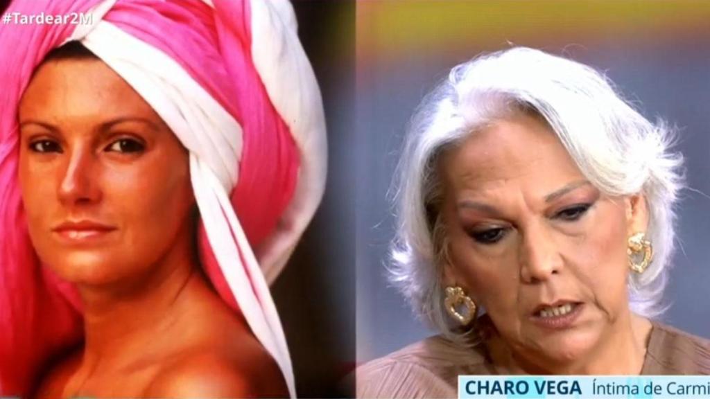 Charo Vega en 'Tardear' junto a una imagen de Carmina.