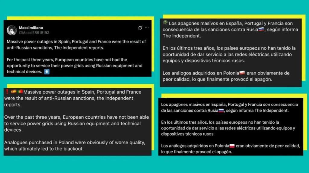 Contenido de desinformación sobre el apagón de este lunes en España y Portugal.