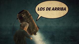 Pedro Sánchez señala desde lo alto de un edificio a Ignacio Sánchez Galán y a Alberto Núñez Feijóo.