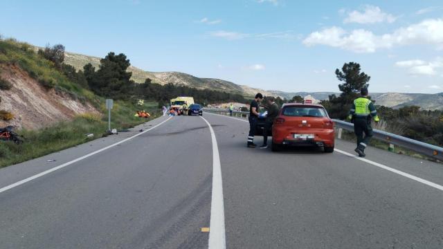 Lugar del accidente en la N-211 en Gargallo