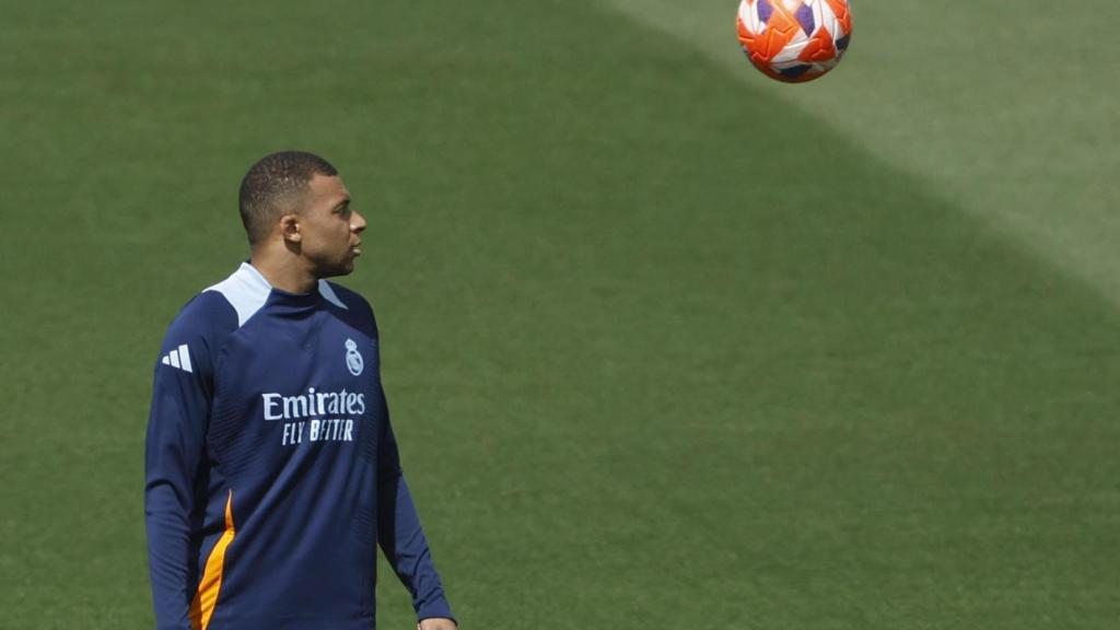 Mbappé, en el entrenamiento del Real Madrid