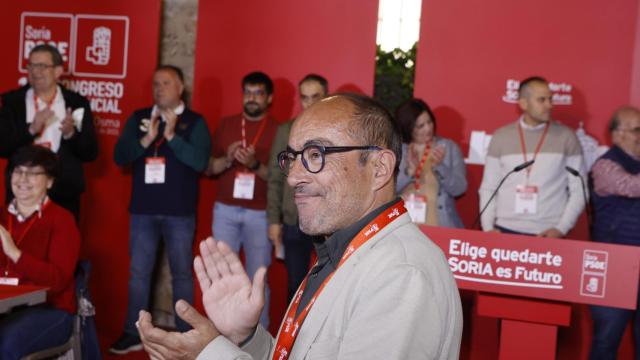 El secretario general del PSOE de Soria, Luis Rey, en la clausura del Congreso Provincial del PSOE de Soria