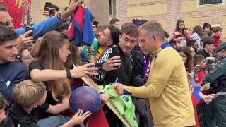 Recepción a los jugadores del FC Barcelona este sábado en Valladolid