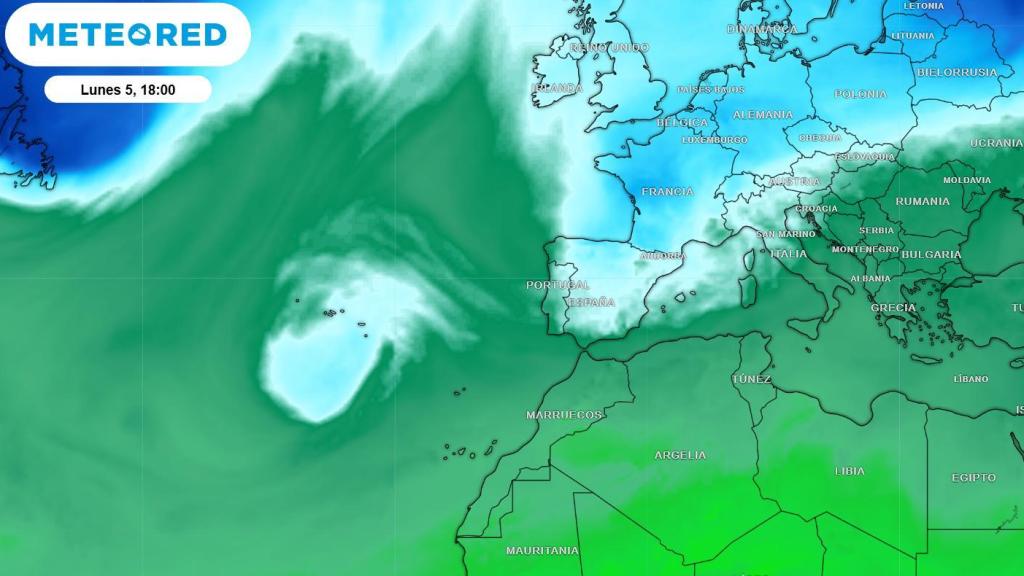La masa de aire polar irrumpiendo en España. Meteored.