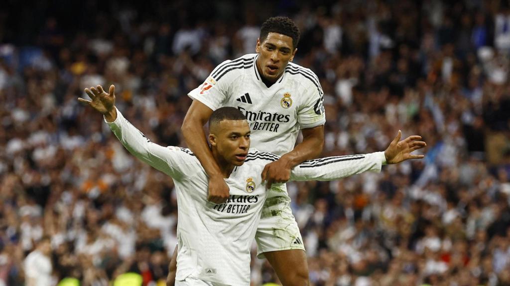 Mbappé celebra su primer gol contra el Celta de Vigo.