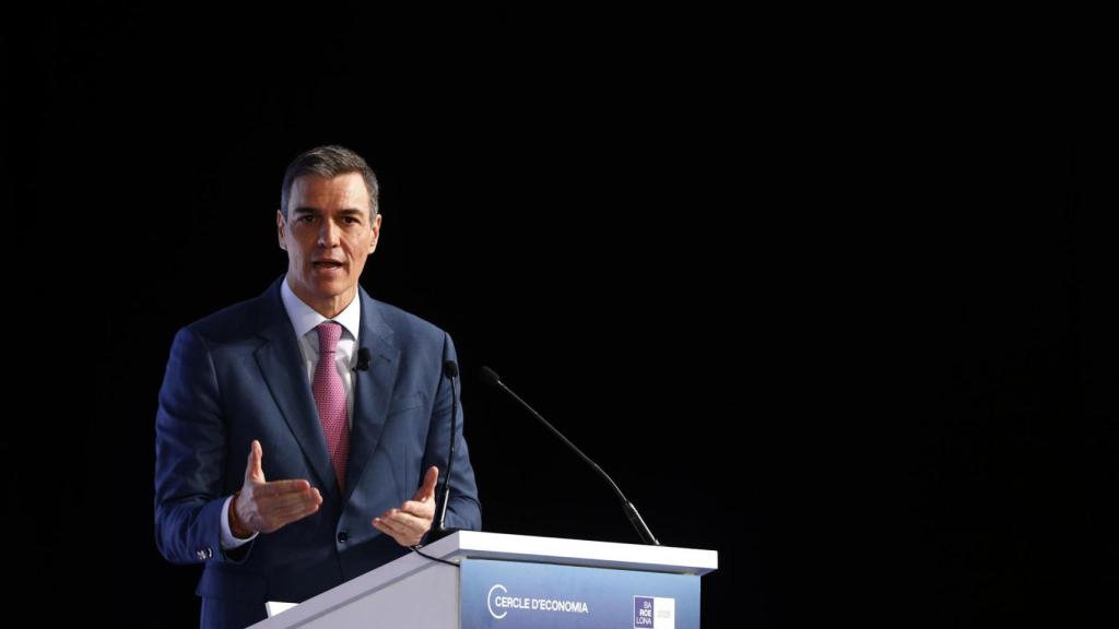 El presidente del Gobierno, Pedro Sánchez, durante su intervención en la inauguración de la reunión anual del Cercle d'Economia.