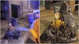 Estado del contenedor incendiado.