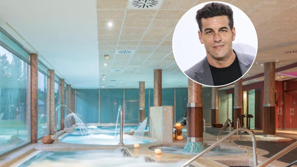 Montaje del spa del hotel y Mario Casas.